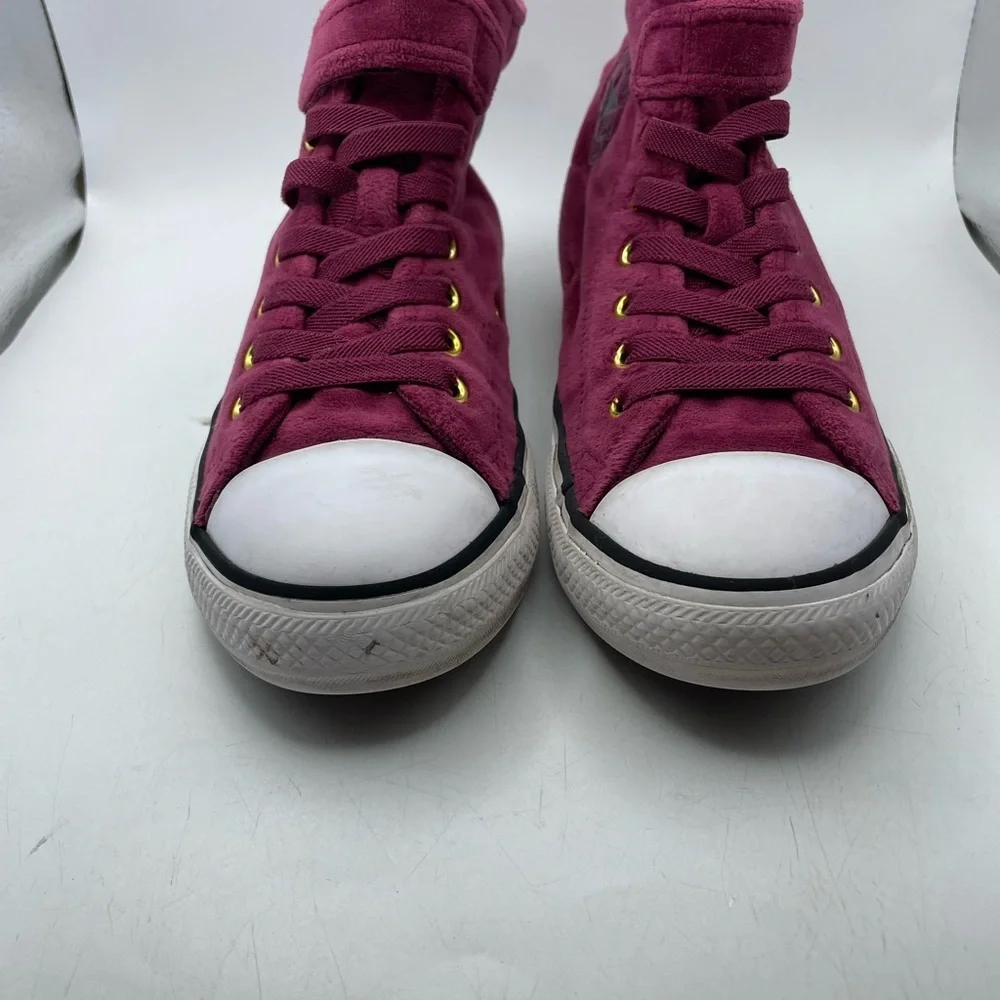 Converse All Star Burgundy velvet High-Top Sneakers girls size 2.5